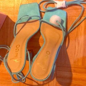 Brand new baby blue lace up heels NWT